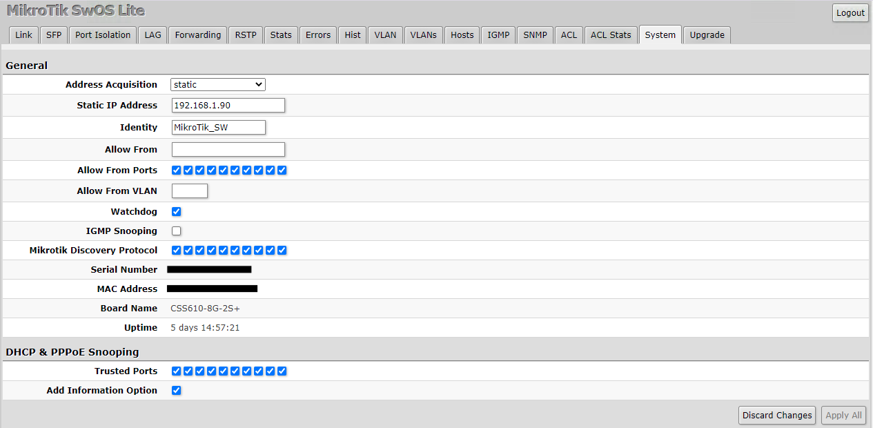 Mikrotik CSS610 login Web set ip